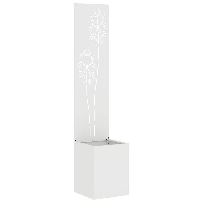 Afbeelding laden in galerijviewer, Vidaxl tuin privacy screen bloemen wit 32 x 140 cm koudgewalst staal
