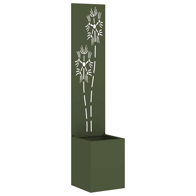 Afbeelding laden in galerijviewer, Vidaxl tuin privacy screen olijfgroen 32 x 140 cm koudgewalst staal
