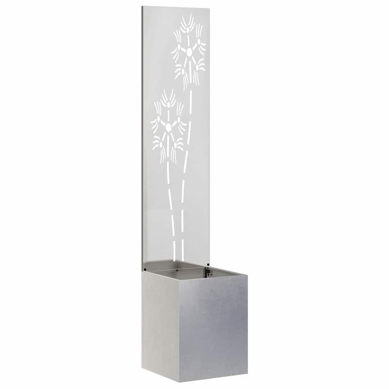 Afbeelding laden in galerijviewer, Vidaxl tuin privacy screen bloemen zilver 32 x 140 cm roestvrij staal
