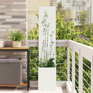 Vidaxl tuin privacy screen bloemen wit 32 x 140 cm koudgewalst staal