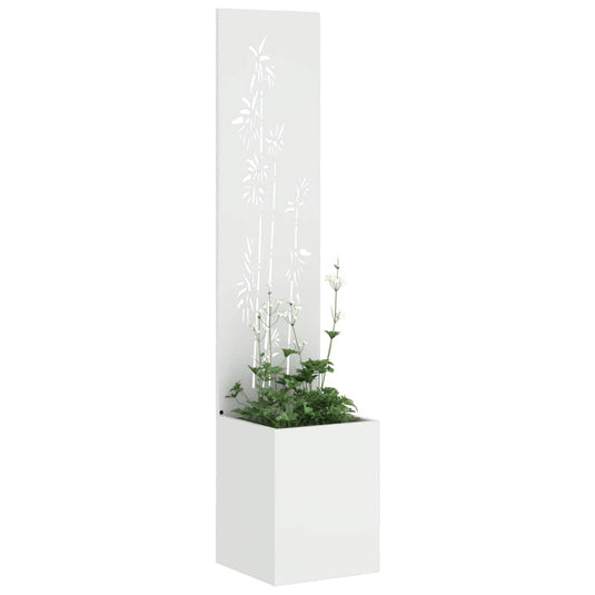 Vidaxl tuin privacy screen bloemen wit 32 x 140 cm koudgewalst staal