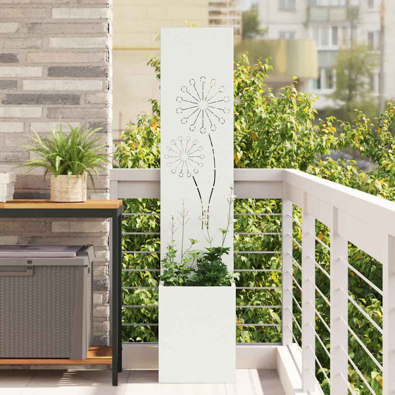 Afbeelding laden in galerijviewer, Vidaxl tuin privacy screen fretwerk wit 32 x 140 cm koudgewalst staal

