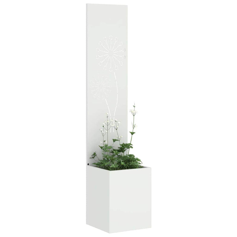 Afbeelding laden in galerijviewer, Vidaxl tuin privacy screen fretwerk wit 32 x 140 cm koudgewalst staal
