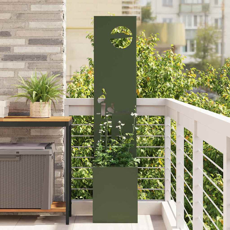 Afbeelding laden in galerijviewer, Vidaxl tuin privacy screen olijfgroen 32 x 140 cm koudgewalst staal
