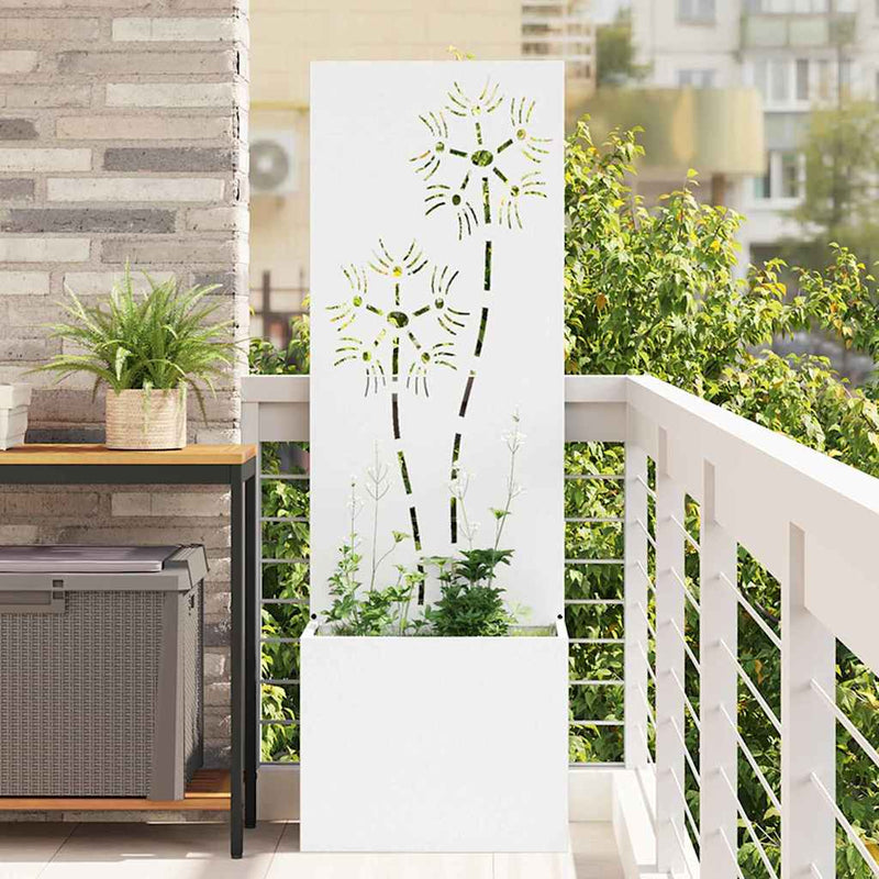 Chargez l'image dans la visionneuse de la galerie, Vidaxl tuin privacy screen bloemen wit 50 x 140 cm koudgewalst staal
