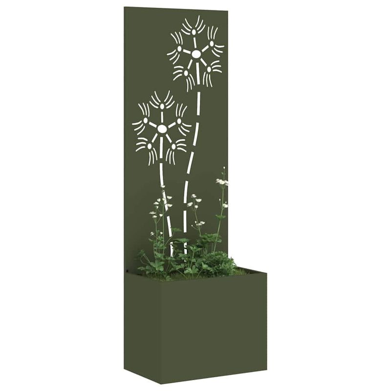 Afbeelding laden in galerijviewer, Vidaxl tuin privacy screen olijfgroen 50 x 140 cm koudgewalst staal
