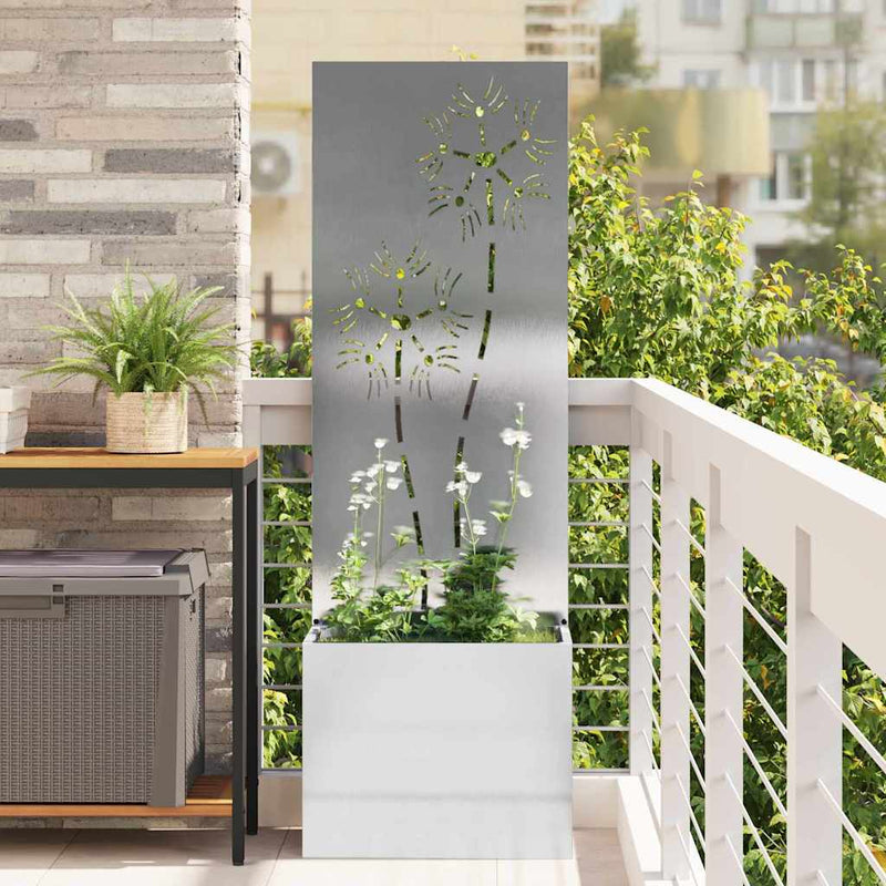 Afbeelding laden in galerijviewer, Vidaxl tuin privacy screen bloemen zilver 50 x 140 cm roestvrij staal
