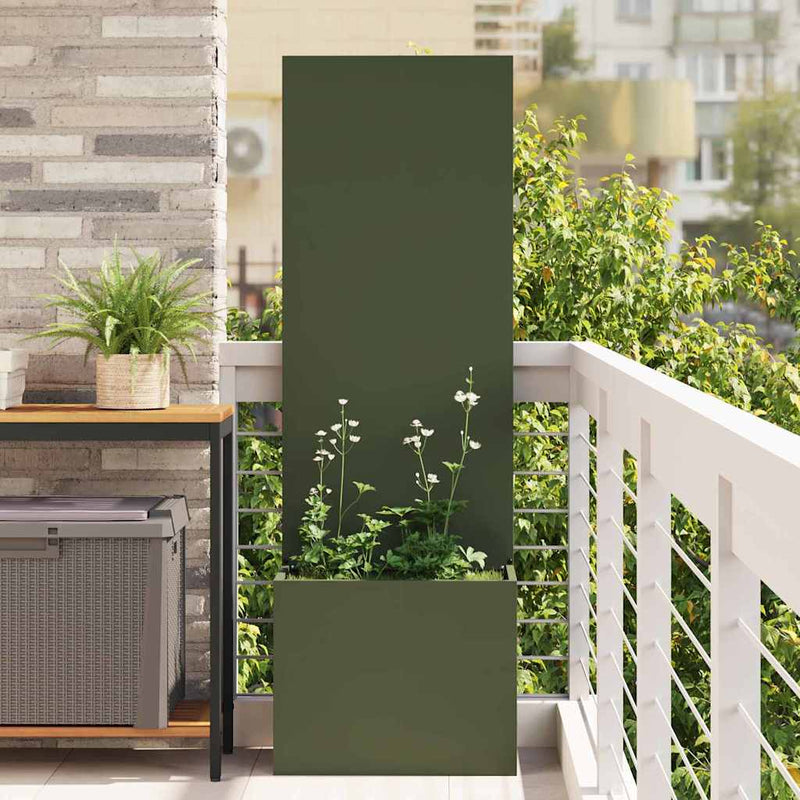 Afbeelding laden in galerijviewer, Vidaxl tuin privacy screen olijfgroen 50 x 140 cm koudgewalst staal

