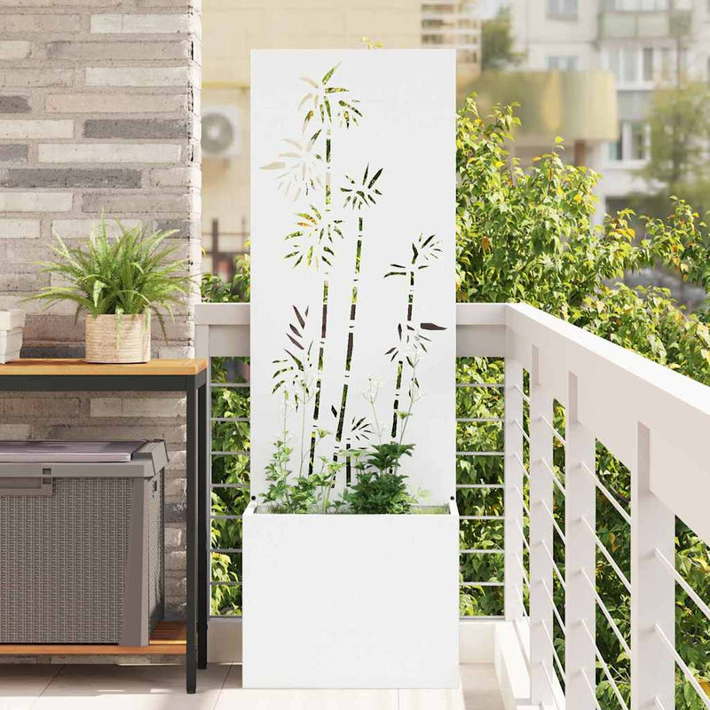 Chargez l'image dans la visionneuse de la galerie, Vidaxl tuin privacy screen bloemen wit 50 x 140 cm koudgewalst staal
