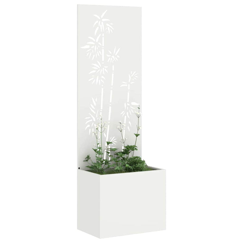 Chargez l'image dans la visionneuse de la galerie, Vidaxl tuin privacy screen bloemen wit 50 x 140 cm koudgewalst staal
