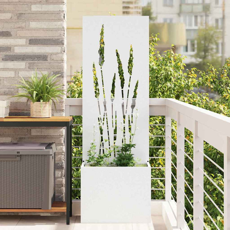 Afbeelding laden in galerijviewer, Vidaxl tuin privacy screen fretwerk wit 50 x 140 cm koudgewalst staal
