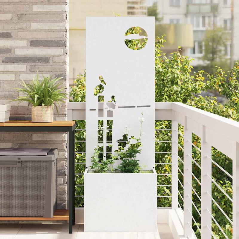 Afbeelding laden in galerijviewer, Vidaxl tuin privacy screen fretwerk wit 50 x 140 cm koudgewalst staal
