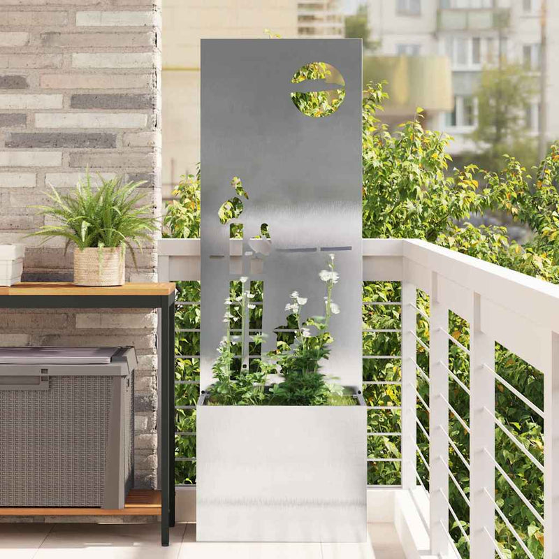 Chargez l'image dans la visionneuse de la galerie, Vidaxl tuin privacy screen fretwerk zilver 50 x 140 cm roestvrij staal
