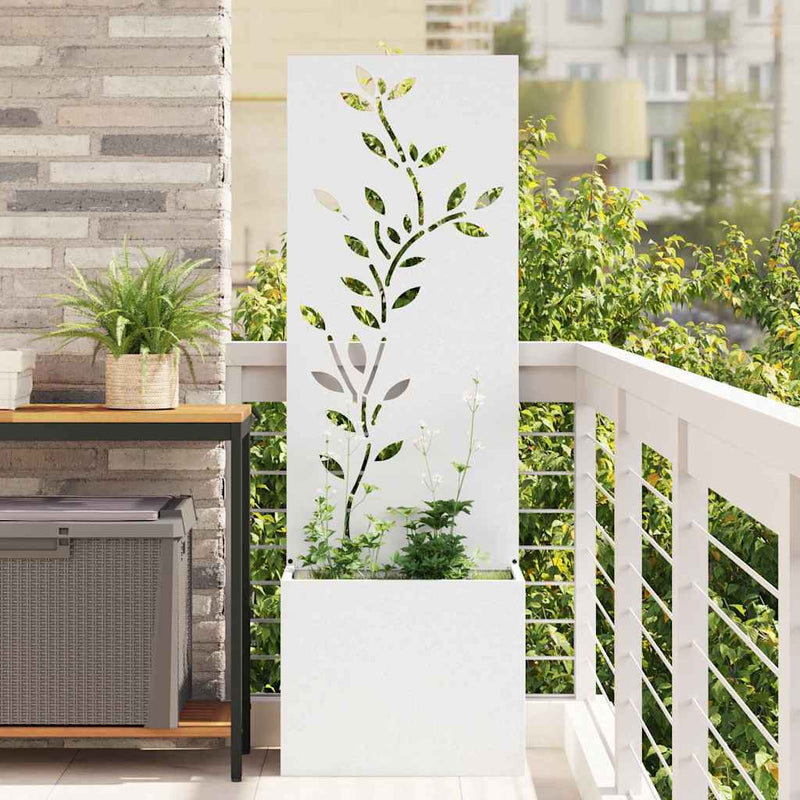 Chargez l'image dans la visionneuse de la galerie, Vidaxl tuin privacy screen bloemen wit 50 x 140 cm koudgewalst staal
