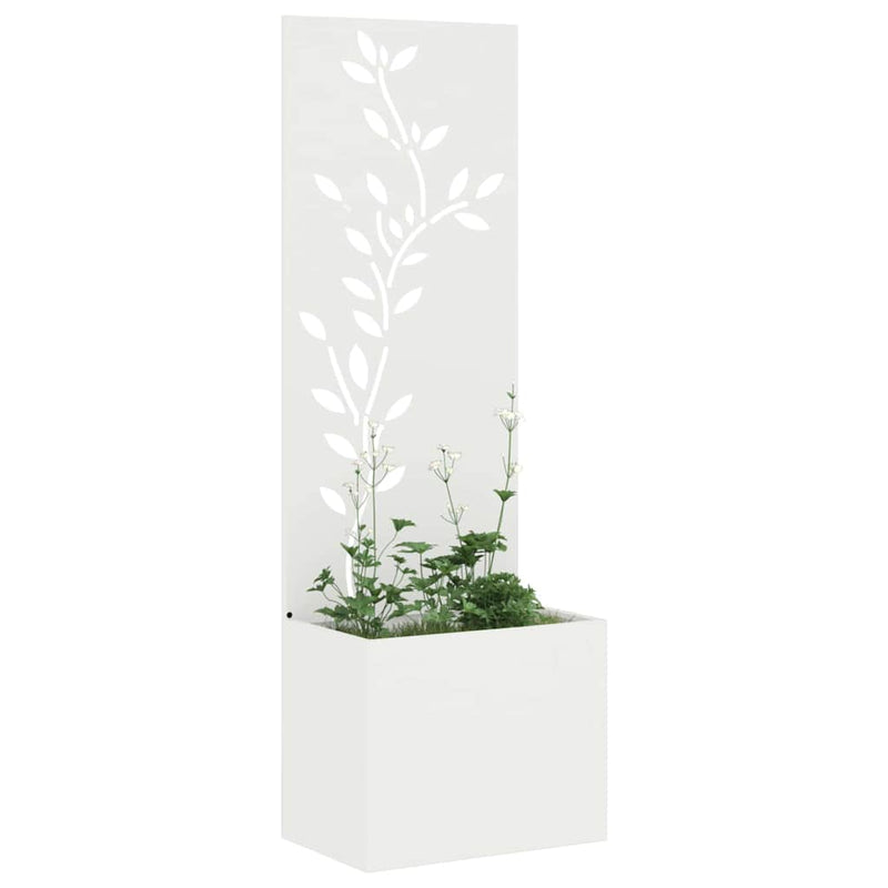 Chargez l'image dans la visionneuse de la galerie, Vidaxl tuin privacy screen bloemen wit 50 x 140 cm koudgewalst staal
