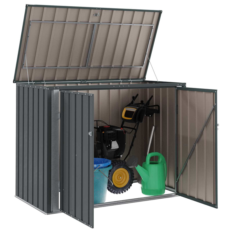 Afbeelding laden in galerijviewer, Vidaxl tuinopslagdoos zwart 151,5 x 82 x 110,5 cm staal
