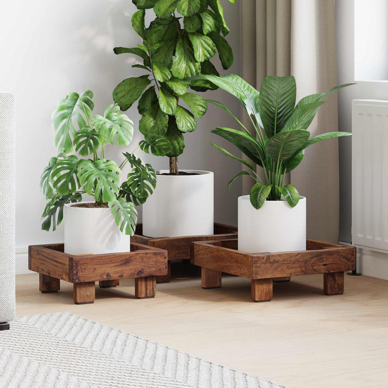Chargez l'image dans la visionneuse de la galerie, Vidaxl plantenstandaard 3 pcs bruin mahoniehout
