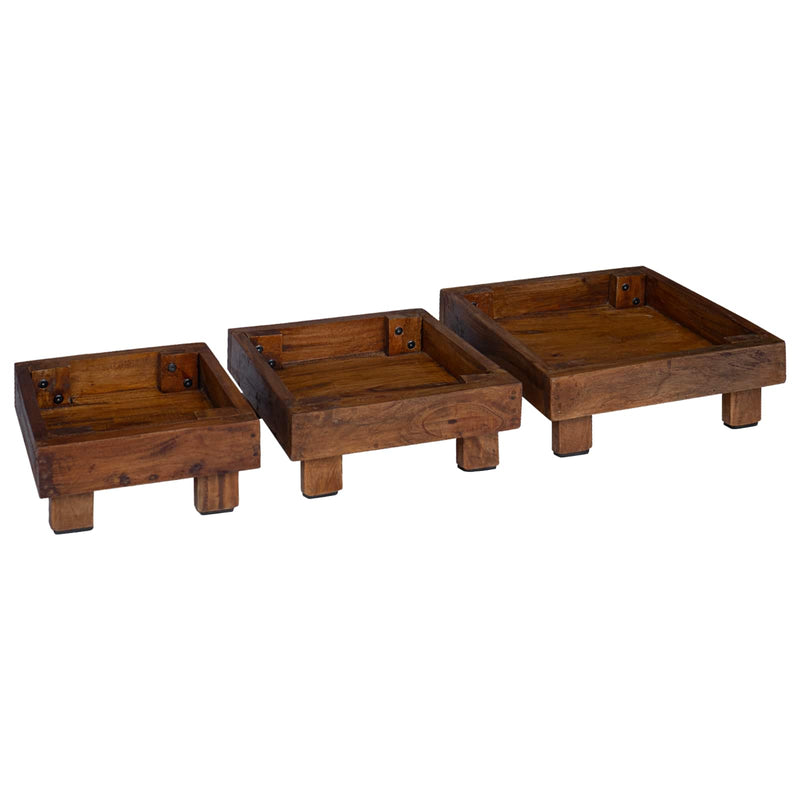 Chargez l'image dans la visionneuse de la galerie, Vidaxl plantenstandaard 3 pcs bruin mahoniehout
