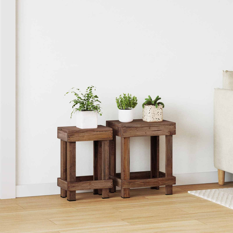 ギャラリービューアに画像をロードする, Vidaxl plantenstandaard 2 pcs bruin 70 x 11 x 27 cm mahoniehout

