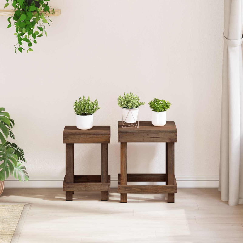 ギャラリービューアに画像をロードする, Vidaxl plantenstandaard 2 pcs bruin 70 x 11 x 27 cm mahoniehout
