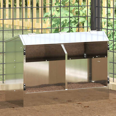 Vidaxl konijnenvoer zilver 64,5 x 25,5 x 45,5 cm gegalvaniseerd staal