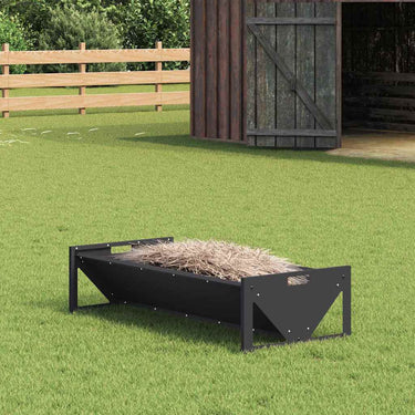 Vidaxl voederbak voor vee zwart 108 x 50 x 28 cm koudgewalst staal