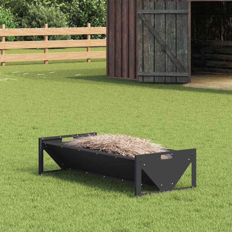 Afbeelding laden in galerijviewer, Vidaxl voederbak voor vee zwart 108 x 50 x 28 cm koudgewalst staal

