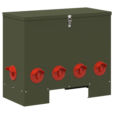 Vidaxl kip voerbak olijf groen 60,5 x 29 x 51 cm koudgewalst staal