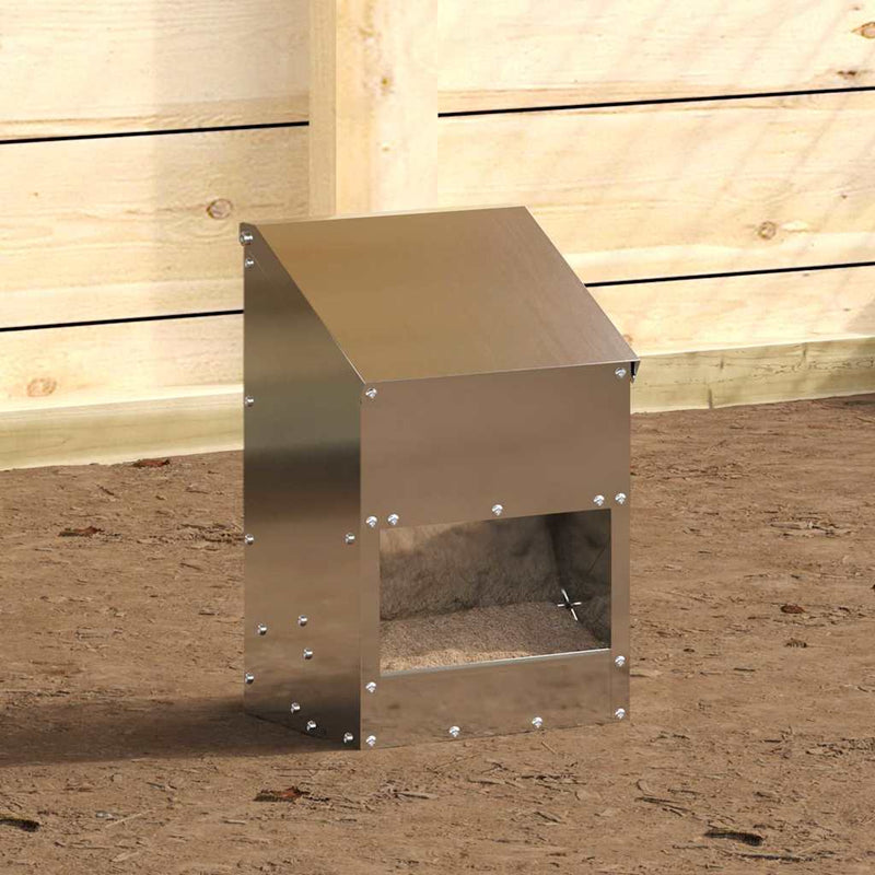 ギャラリービューアに画像をロードする, Vidaxl kip voerbak zilver 21 x 16 x 33 cm gegalvaniseerd staal
