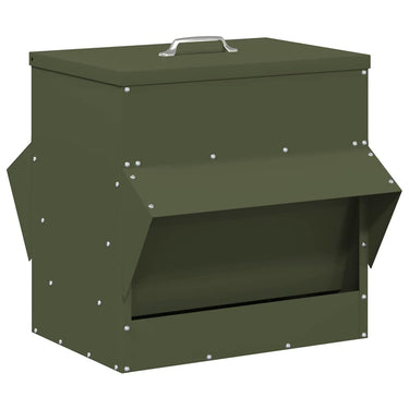 Vidaxl kip voerbak olijf groen 40,5 x 45 x 41 cm koudgewalst staal