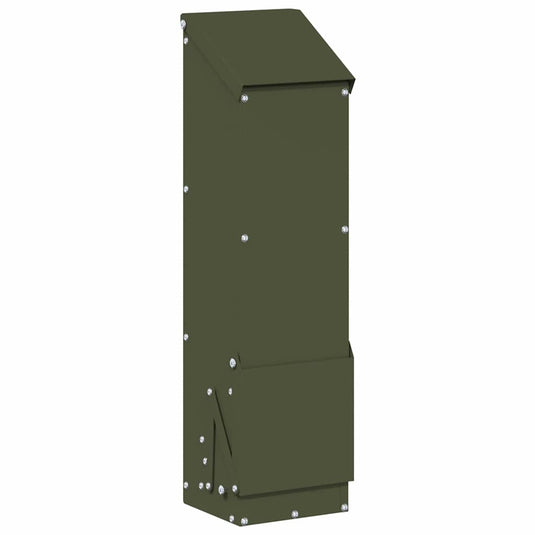 Vidaxl kip voerbak olijf groen 13 x 12 x 51 cm koudgewalst staal