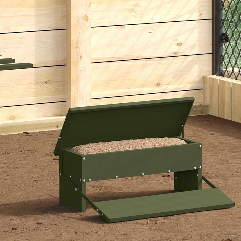 Afbeelding laden in galerijviewer, Vidaxl kippen treadle voeder olijf groen 48,5 x 39,5 x 19 cm
