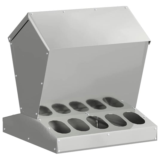 Vidaxl kip voerbak zilver 40 x 40 x 45 cm gegalvaniseerd staal