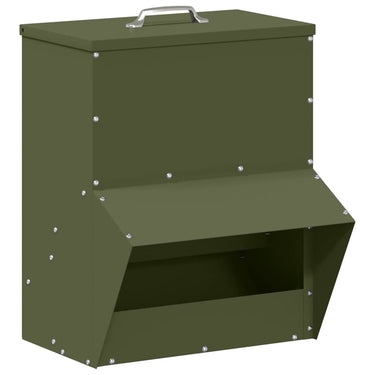 Vidaxl kip voerbak olijf groen 20 x 25 x35 cm koudgewalst staal