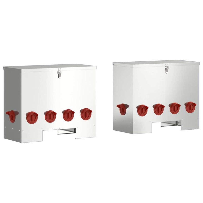 Chargez l'image dans la visionneuse de la galerie, Vidaxl kip voerbak 2 pcs zilver 60,5 x 29 x 51 cm gegalvaniseerd staal
