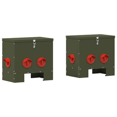 Vidaxl kip voerbak 2 pcs olijf groen 40,5 x 25 x 38 cm