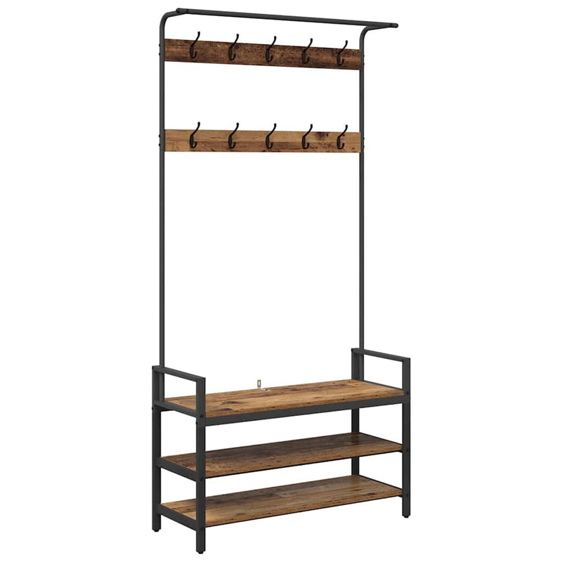 ギャラリービューアに画像をロードする, Vidaxl kapstok met plank oudhout 95 x 34 x 184 cm bewerkt hout
