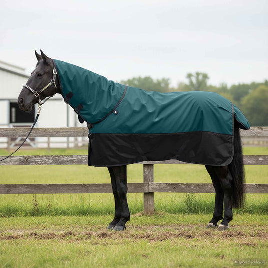 Vidaxl paardendeken donkergroen en zwart 95 cm polyester