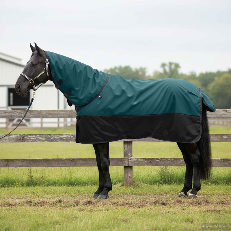 ギャラリービューアに画像をロードする, Vidaxl paardendeken donkergroen en zwart 145 cm polyester
