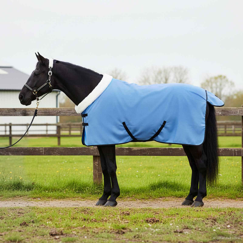 Afbeelding laden in galerijviewer, Vidaxl paardendeken volledige aqua 105 cm polar fleece
