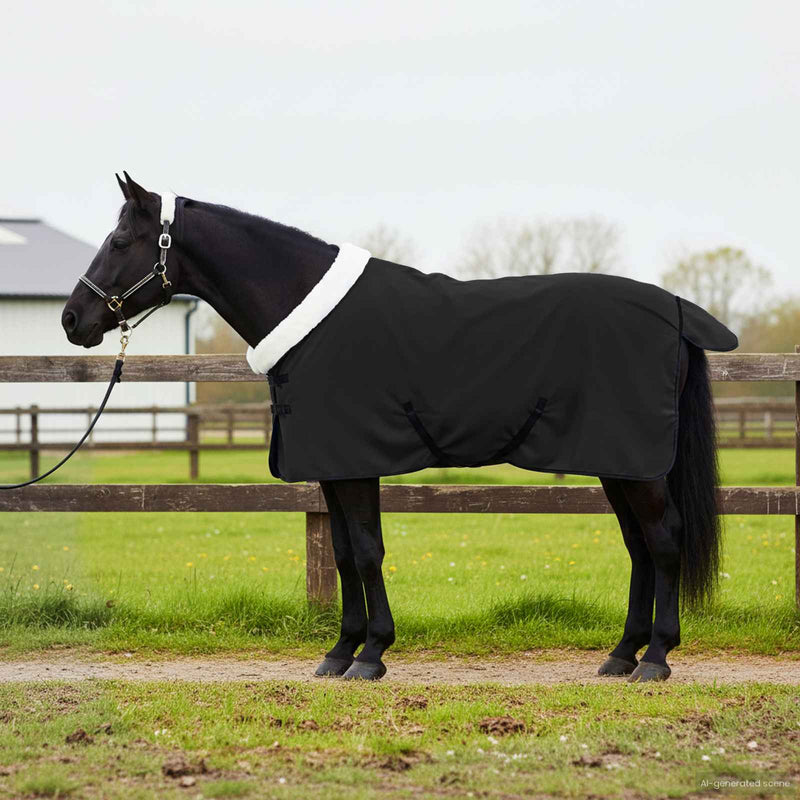 Chargez l'image dans la visionneuse de la galerie, Vidaxl paardendeken zwart 85 cm polar fleece
