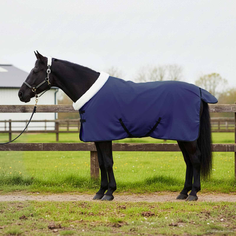 Afbeelding laden in galerijviewer, Vidaxl paardendeken marineblauw 95 cm polar fleece
