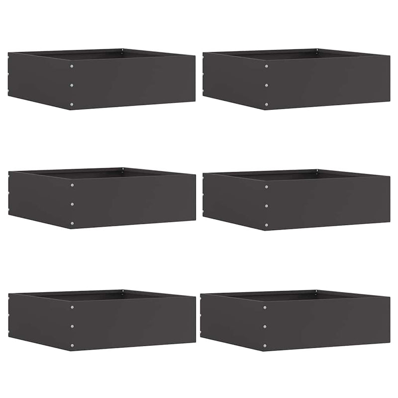 Chargez l'image dans la visionneuse de la galerie, Vidaxl tuinrand 6 pcs zwart 40 x 40 x 13 cm staal
