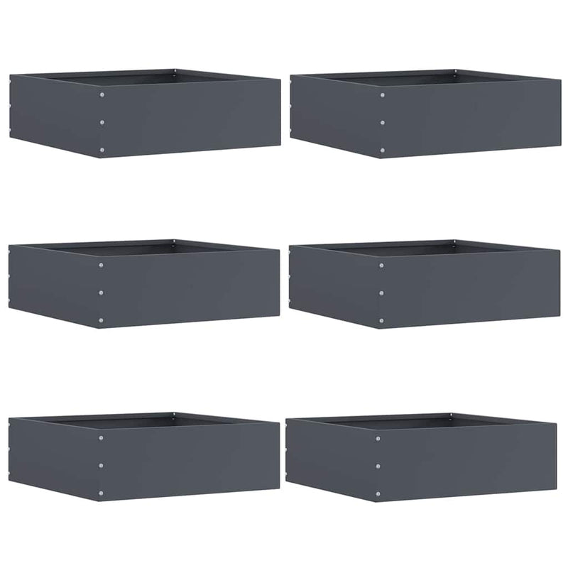 Chargez l'image dans la visionneuse de la galerie, Vidaxl tuinrand 6 pcs antraciet 40 x 40 x 13 cm staal
