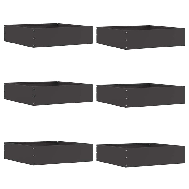 Chargez l'image dans la visionneuse de la galerie, Vidaxl tuinrand 6 pcs zwart 50 x 50 x 13 cm staal
