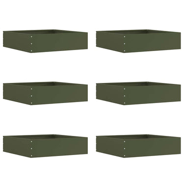 Vidaxl tuinrand 6 pcs olijf groen 50 x 50 x 13 cm staal
