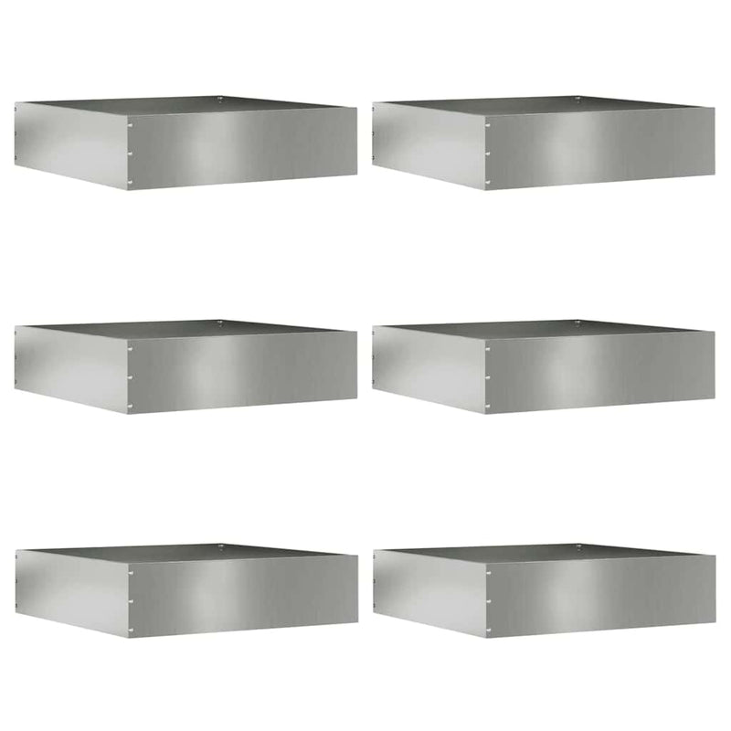 ギャラリービューアに画像をロードする, Vidaxl tuinrand 6 pcs zilver 50 x 50 x 13 cm gegalvaniseerd staal

