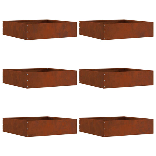 Vidaxl tuinrand 6 pcs roestig 50 x 50 x 13 cm cortenstaal