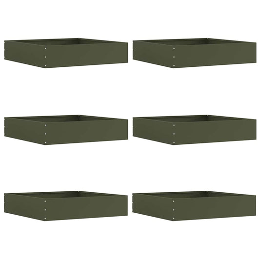 Vidaxl tuinrand 6 pcs olijf groen 60 x 60 x 13 cm staal