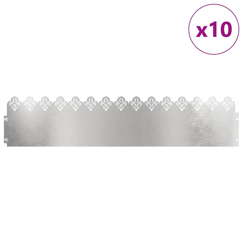 Chargez l'image dans la visionneuse de la galerie, Vidaxl gazonranden 10 pcs zilver 103 x 0,05 x 22 cm roestvrij staal
